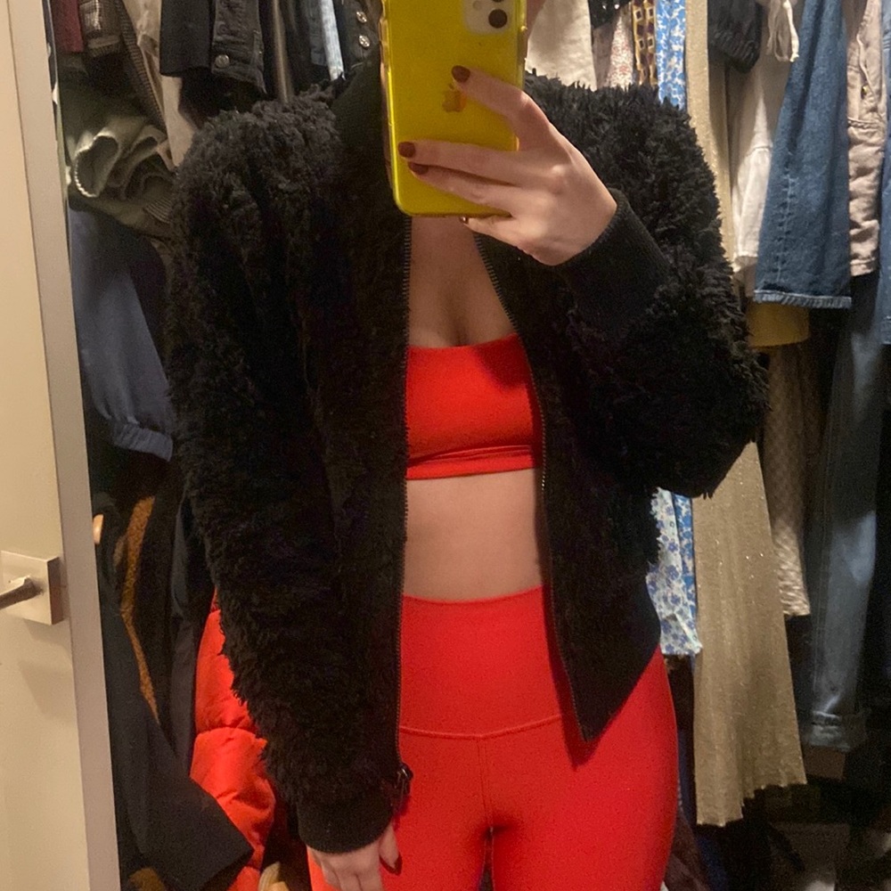 Black furry jacket